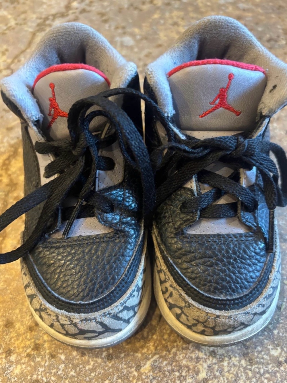 Air Jordan 3 Retro OG Black Cement Toddler Shoes 7C